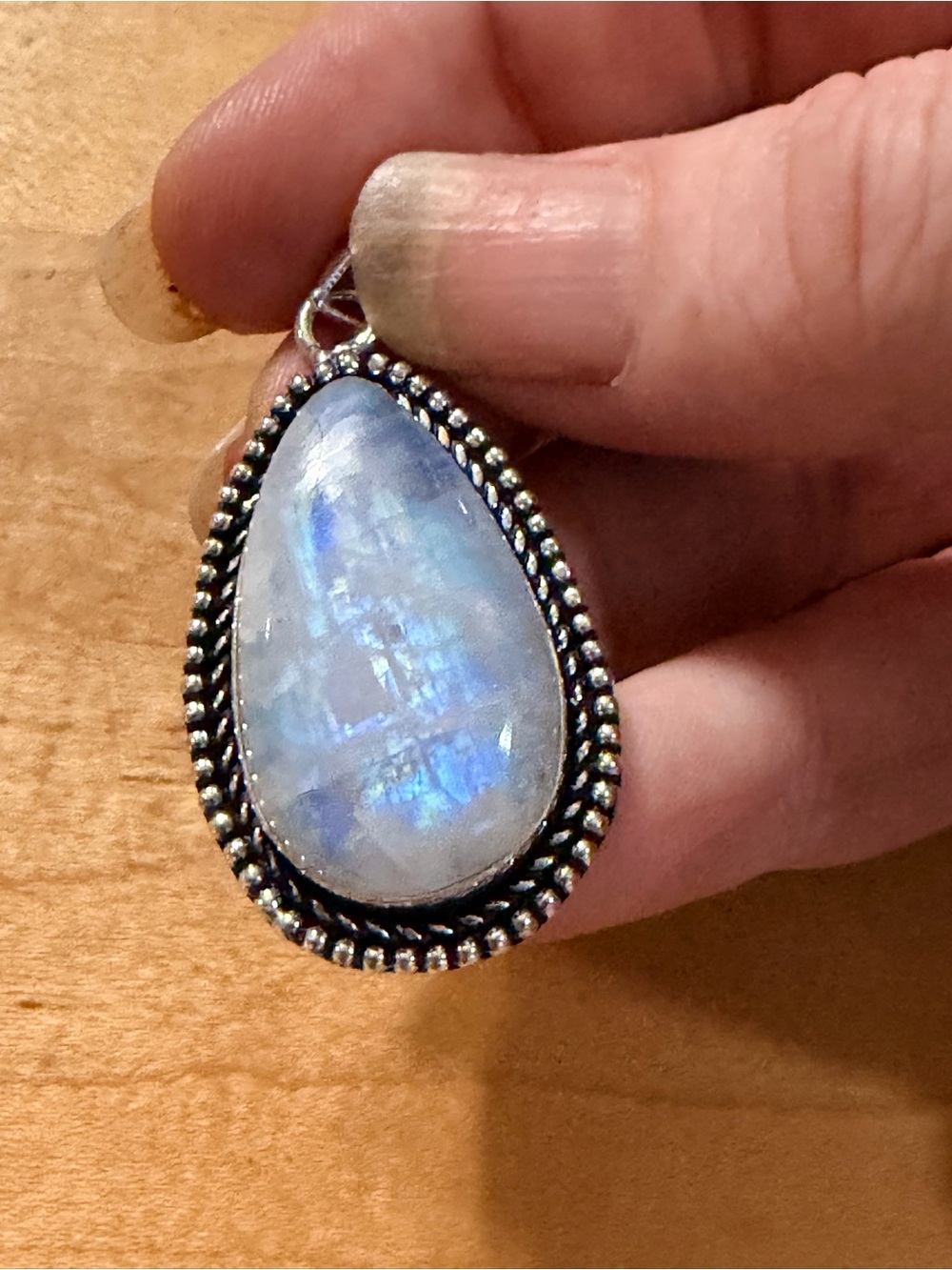 Sterling Silver Teardrop Moonstone Pendant - 925 Plated/Stamped